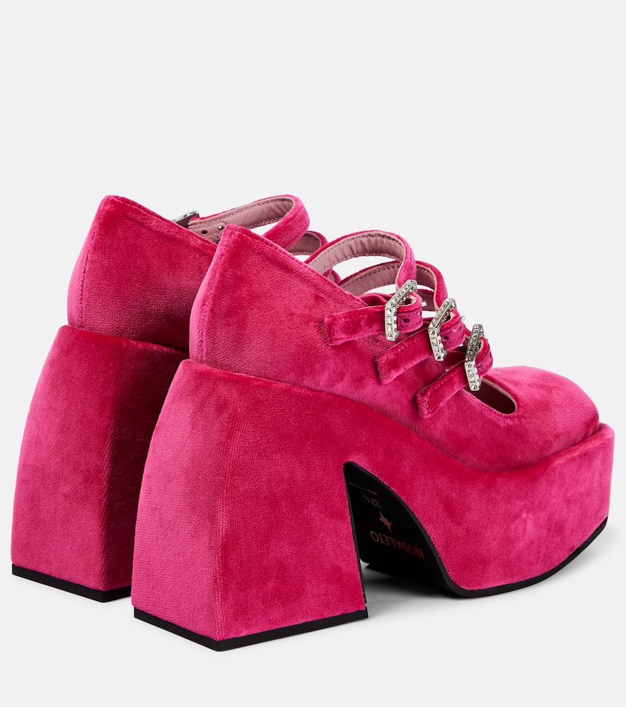 Shop Nodaleto Bulla Marietta Velvet Platform Pumps In Pink Basooka Velvet