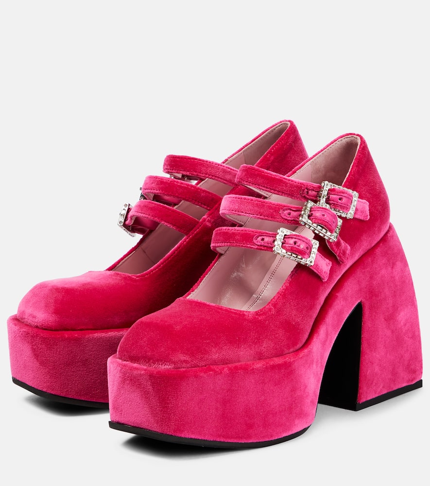 Shop Nodaleto Bulla Marietta Velvet Platform Pumps In Pink Basooka Velvet