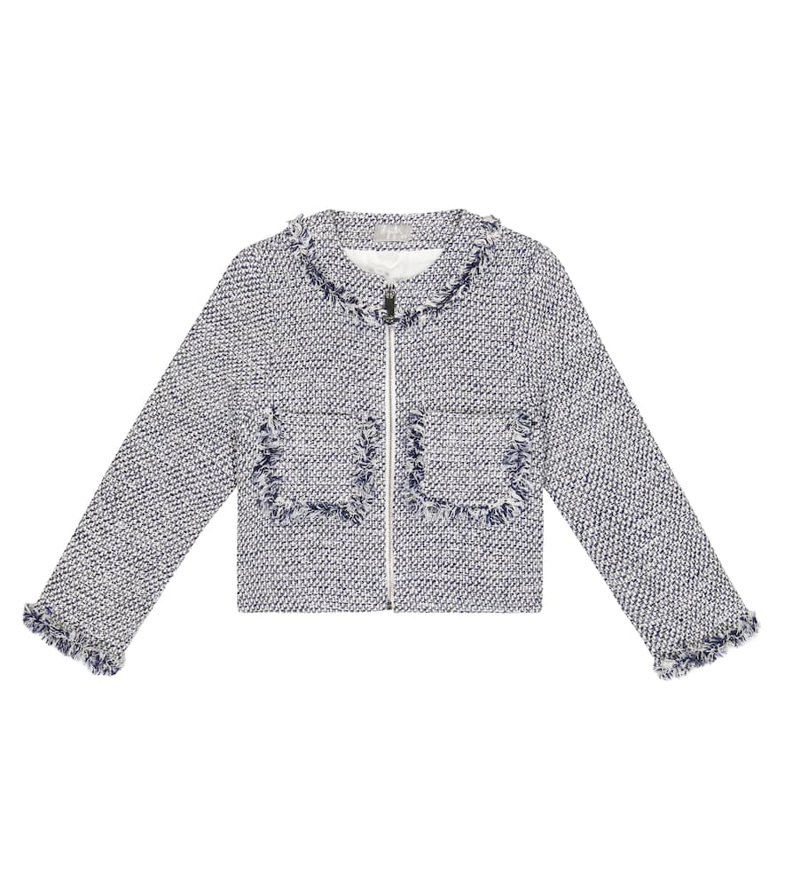 Il Gufo Lurex Tweed Cotton Blend Jacket In Electric Blue