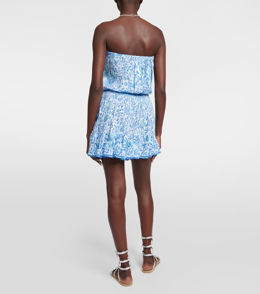 Poupette St Barth Ambra Floral Bandeau Minidress In Royal Pensee
