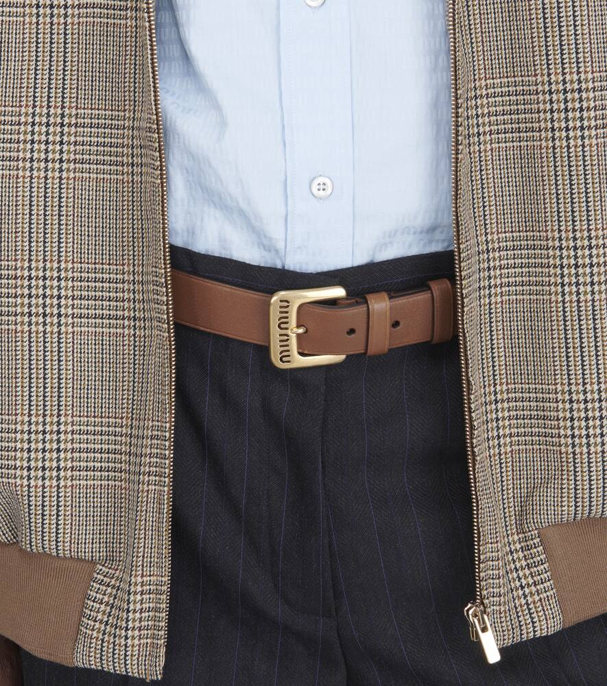 Miu Miu Logo Leather Belt In Black