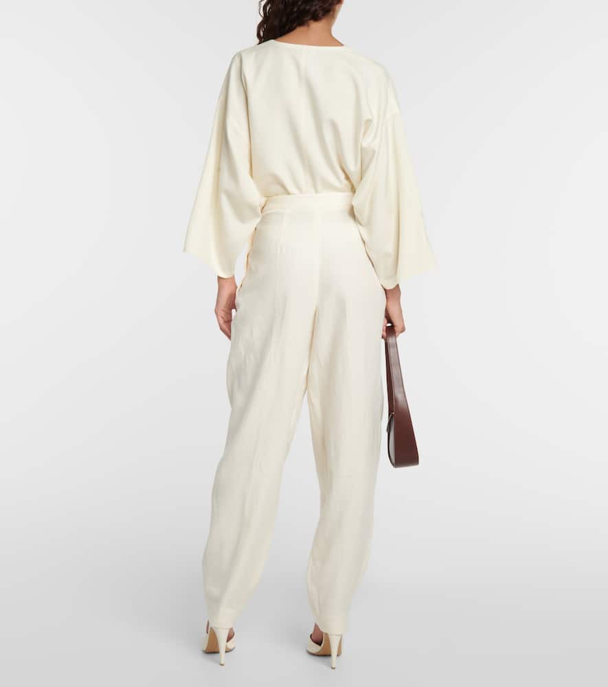 Loro Piana High-rise Tapered Linen And Wool Pants In White