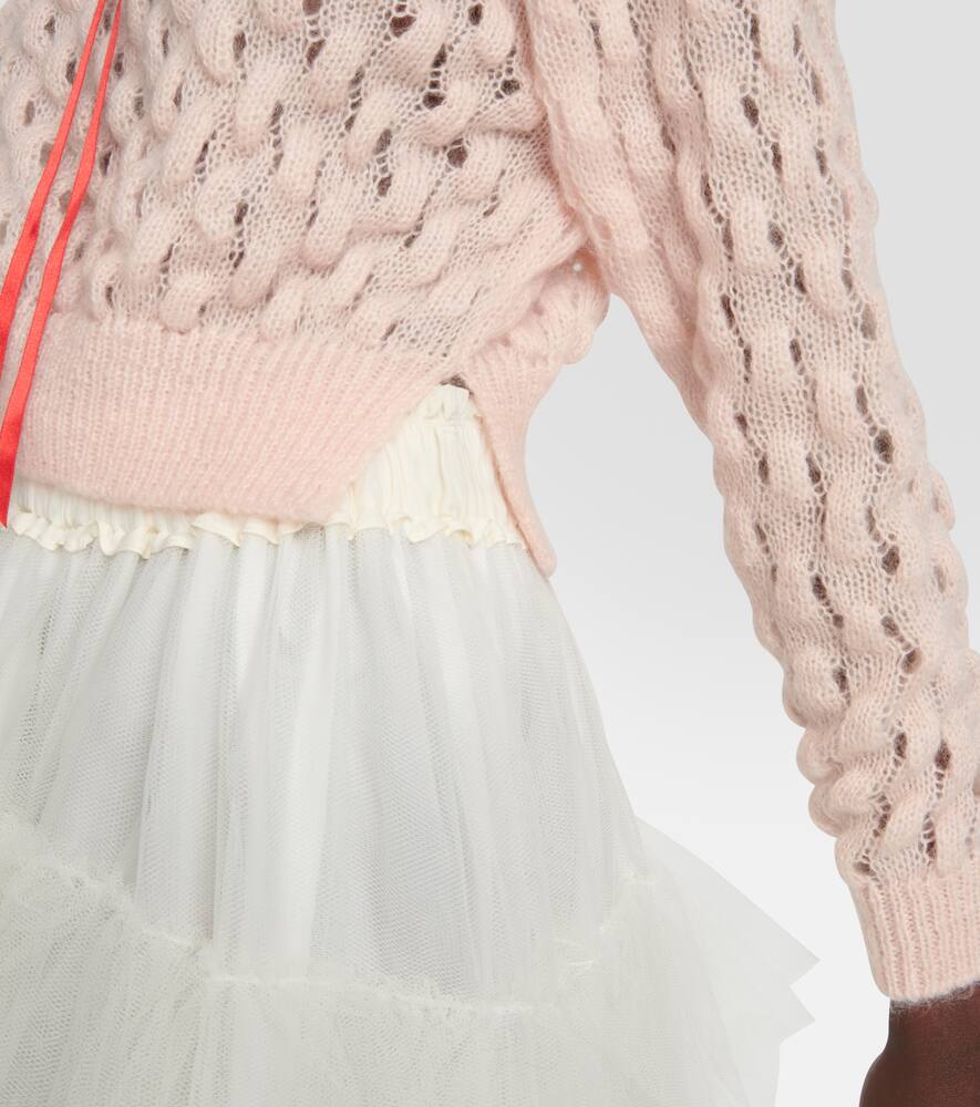 SIMONE ROCHA BOW-EMBELLISHED MOHAIR-BLEND SWEATER
