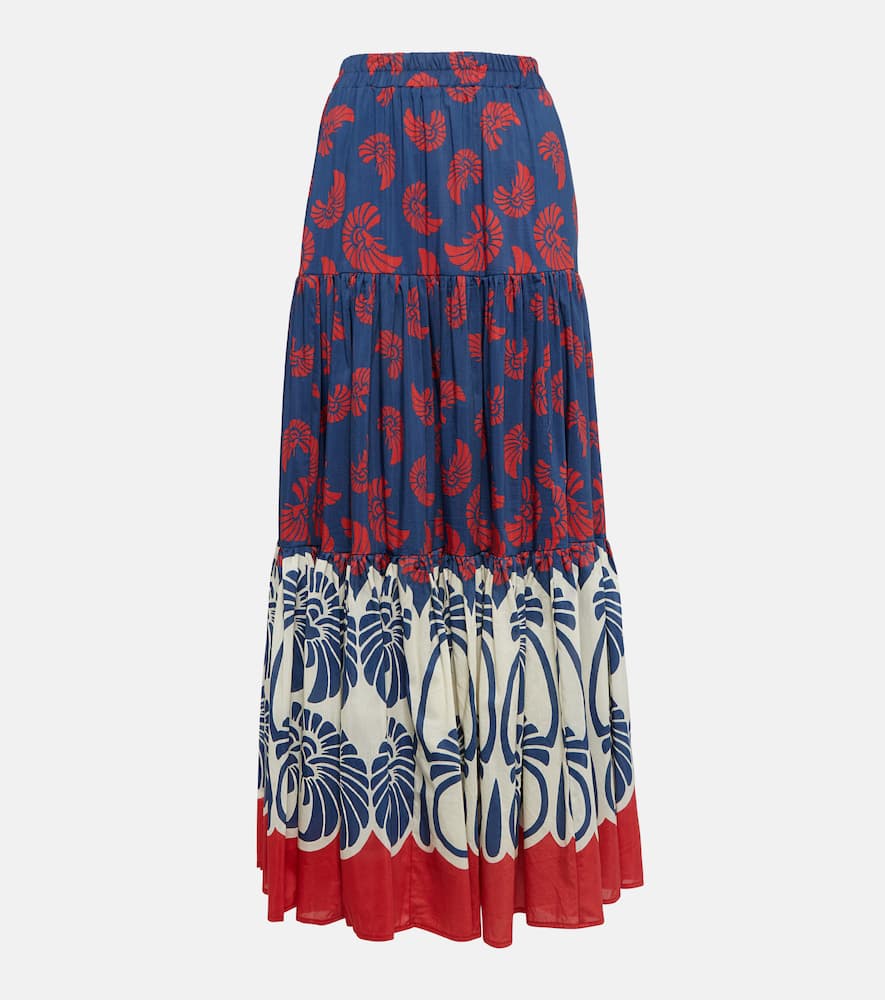 Palmetto Placée cotton and silk maxi skirt