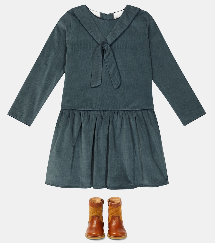 La Coqueta Aranda Cotton Corduroy Dress In Blue