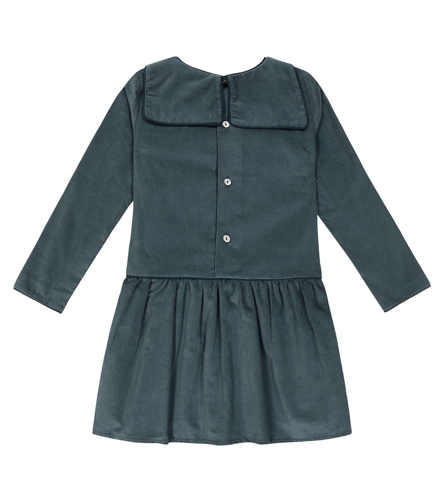 La Coqueta Aranda Cotton Corduroy Dress In Blue