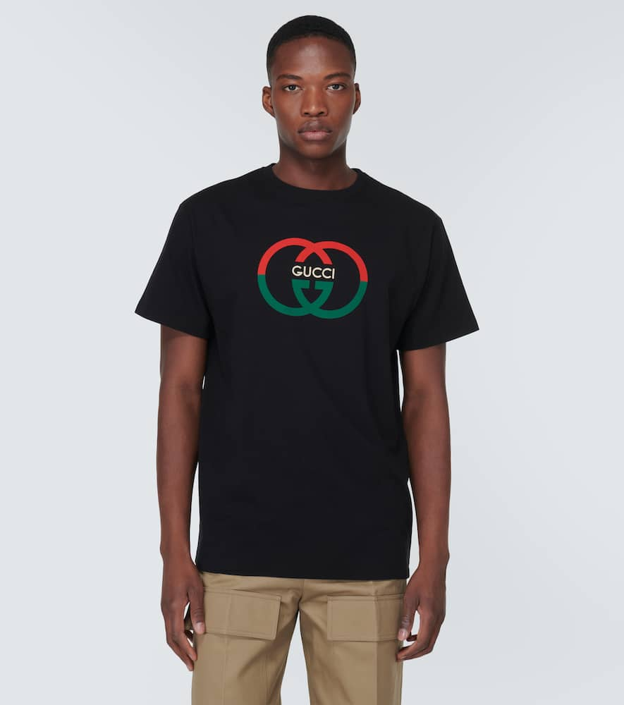 Shop Gucci Interlocking G Cotton Jersey T-shirt In Black