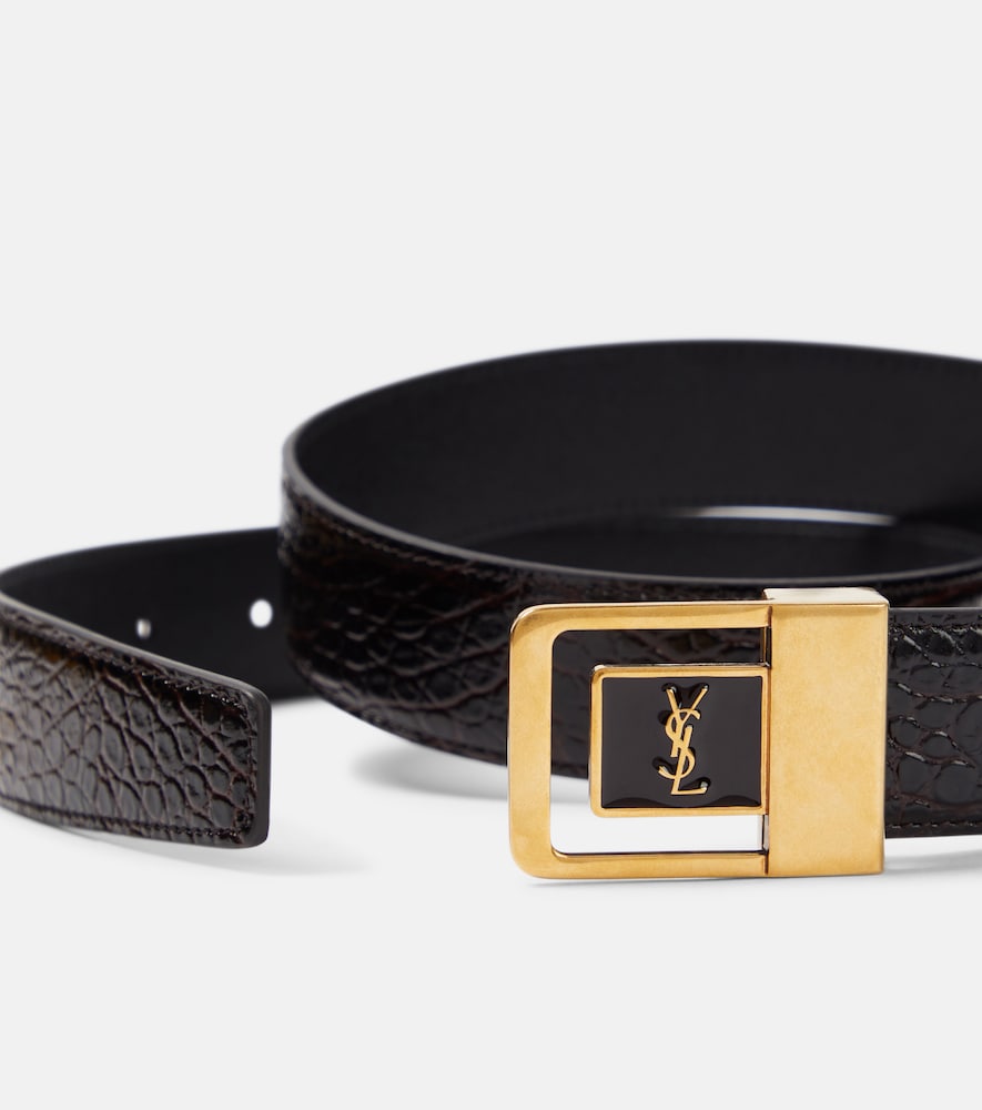  Saint Laurent Saint Laurent La 66 Croc-effect Leather Belt 