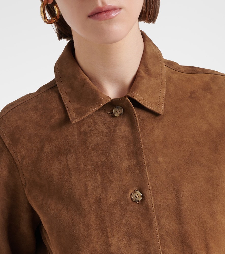 Totême Toteme Soft Suede Shirt Jacket In Tobacco