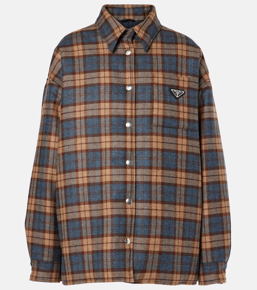 Prada Checked Wool-twill Lumberjack Jacket In Brown