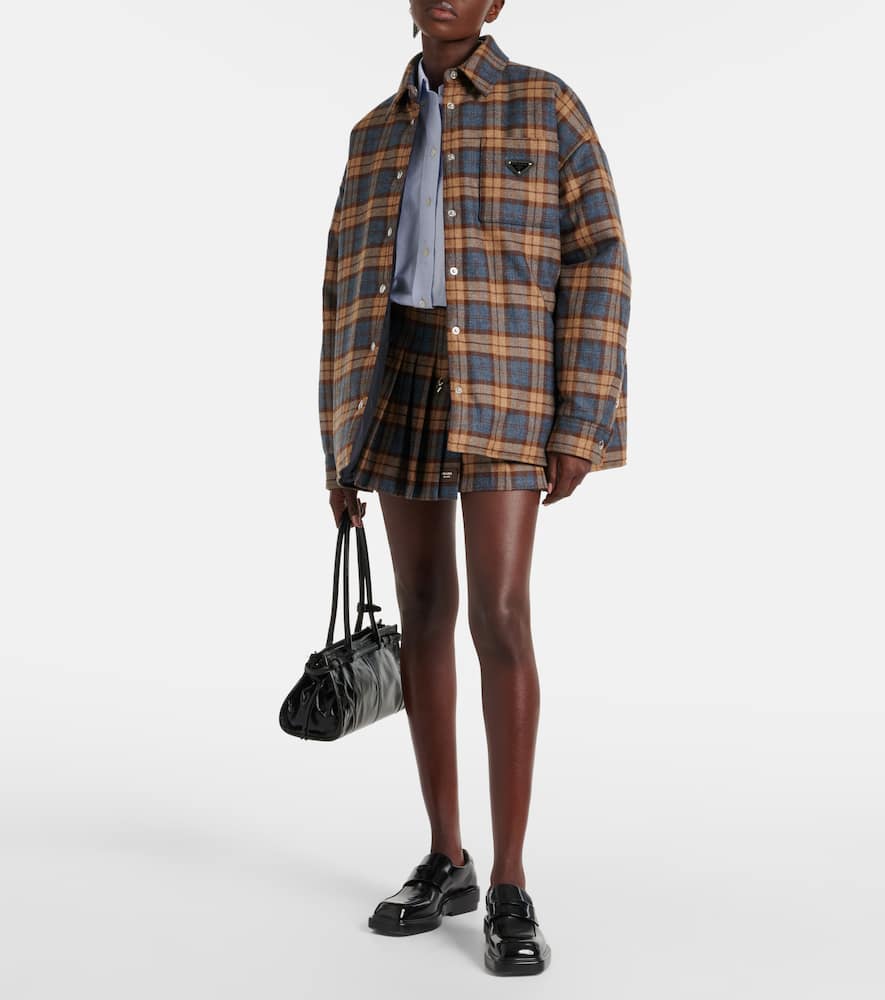 Prada Checked Wool-twill Lumberjack Jacket In Brown