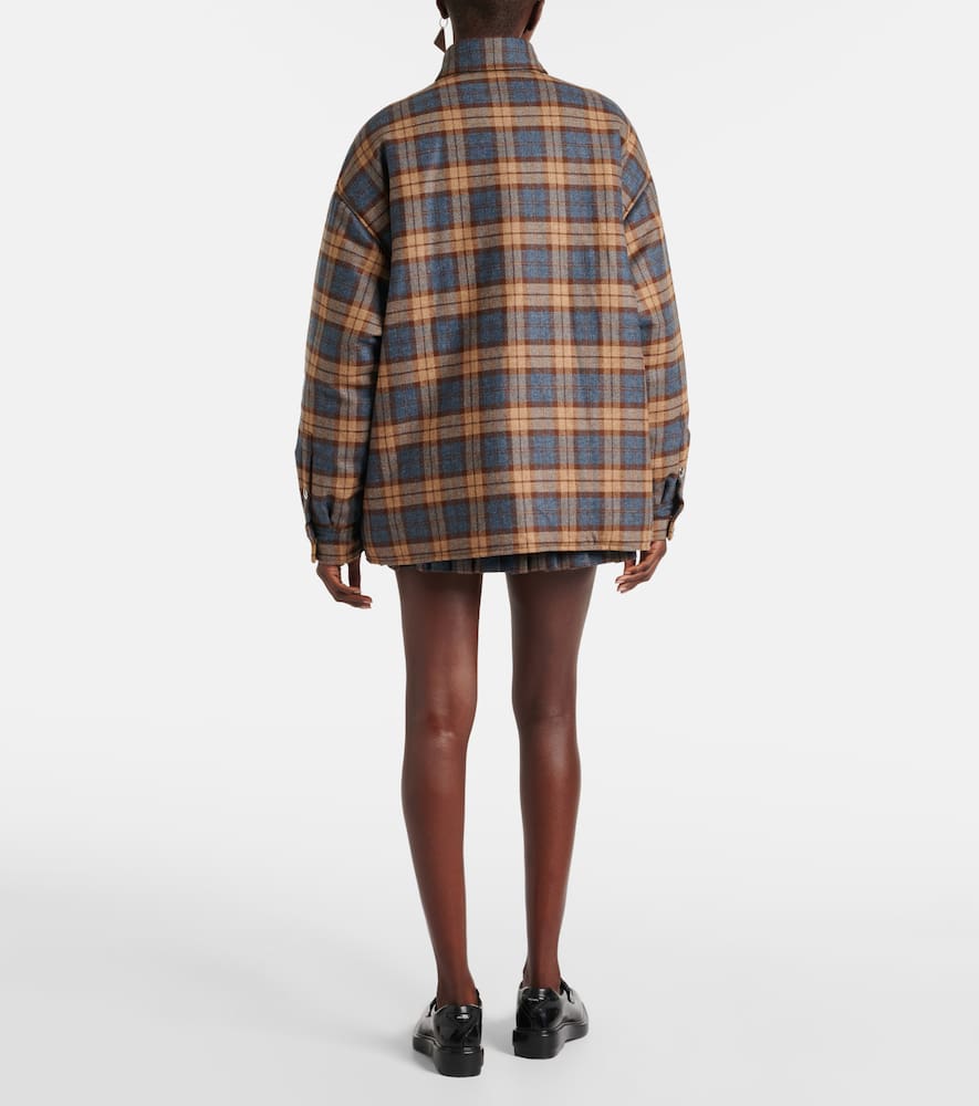 Prada Checked Wool-twill Lumberjack Jacket In Brown