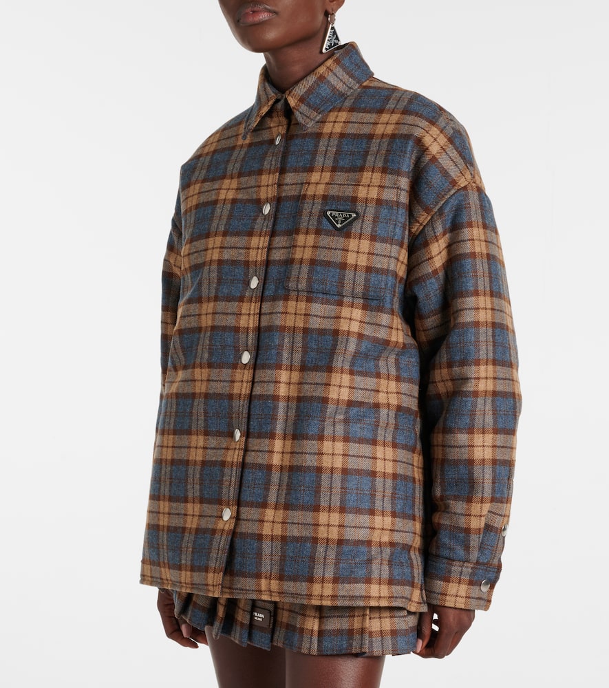 Prada Checked Wool-twill Lumberjack Jacket In Brown