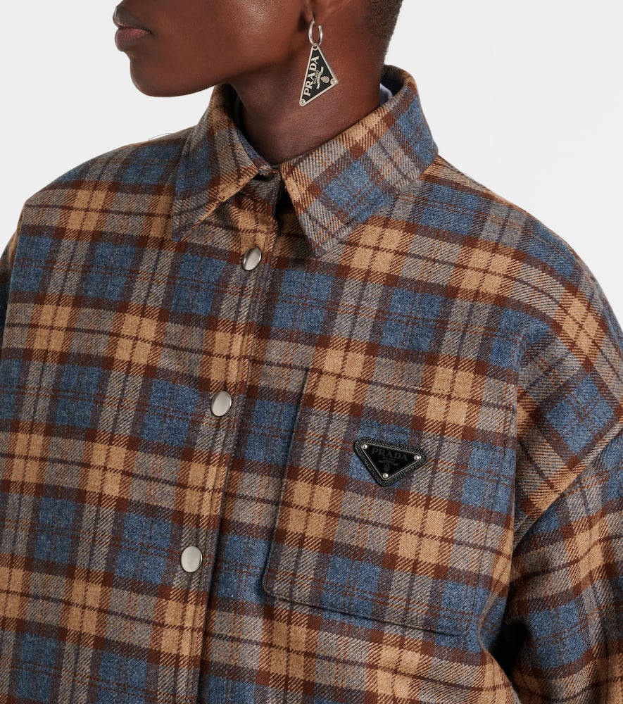 Prada Checked Wool-twill Lumberjack Jacket In Brown