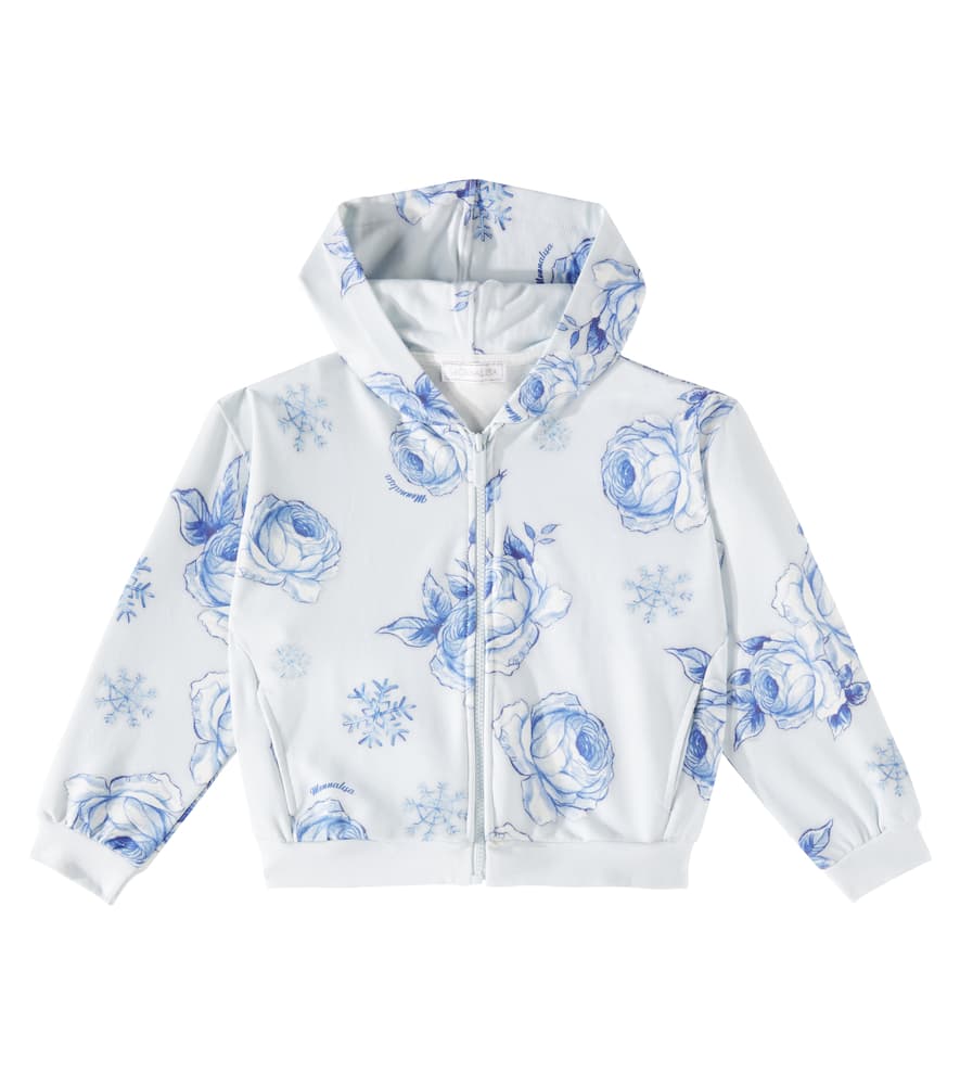 Monnalisa Printed Cotton-blend Hoodie In Weiss