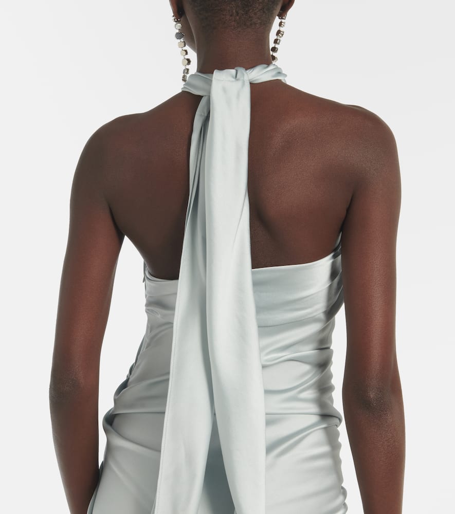 Shop Simkhai Draped Satin Maxi Dress In Blue
