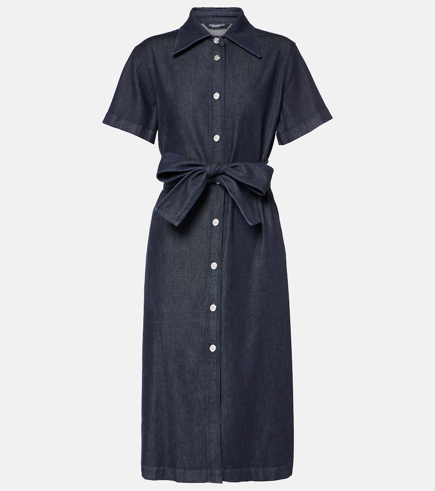Belted denim shirt dress