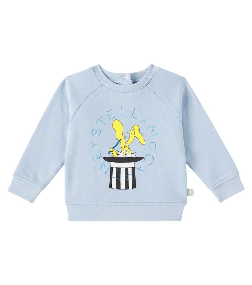 Stella Mccartney Cotton Fleece Rabbit Sweatshirt In Blue
