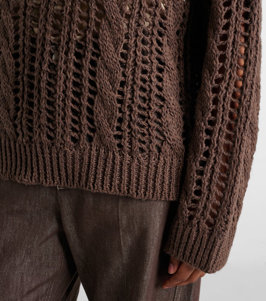 Brunello Cucinelli Jute And Cotton-blend Sweater In Braun