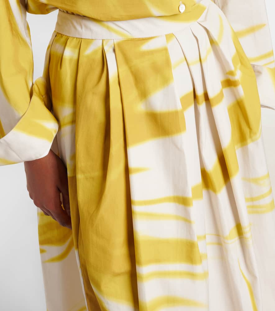 Dries Van Noten Printed Cotton Midi Skirt In Lime