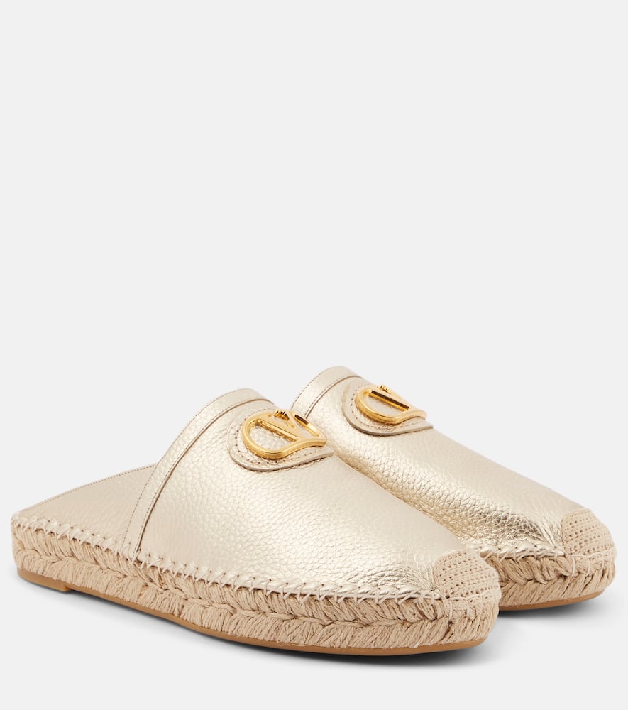 Valentino Vlogo Leather Mule In Gold