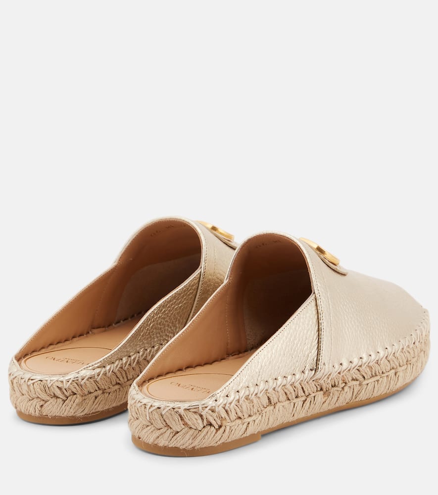 Valentino Vlogo Leather Mule In Gold