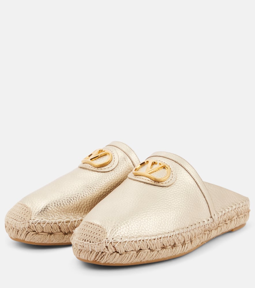 Valentino Vlogo Leather Mule In Gold