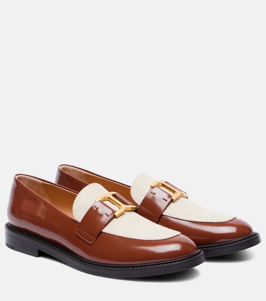 Chloé Marcie leather and canvas loafers