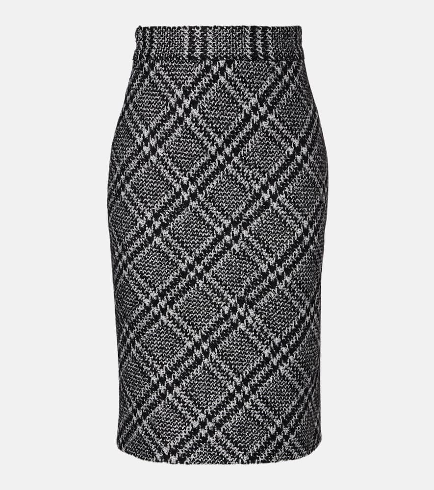 Dolce & Gabbana Checked Wool-blend Miniskirt In Black