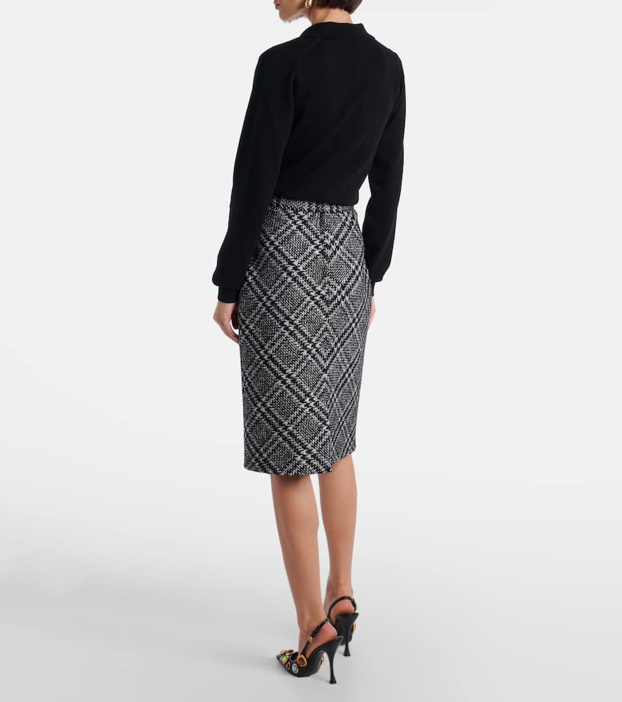 Dolce & Gabbana Checked Wool-blend Miniskirt In Gray