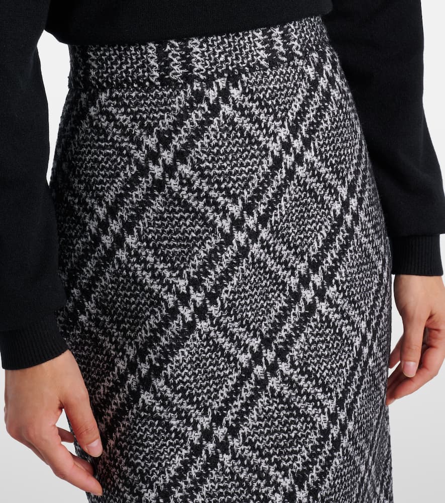Dolce & Gabbana Checked Wool-blend Miniskirt In Gray