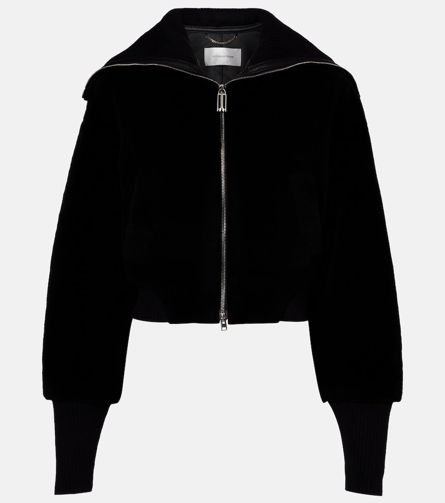 Victoria Beckham Women's Black Shearling Bomber Jacket UK Size 12 - Mytheresa
