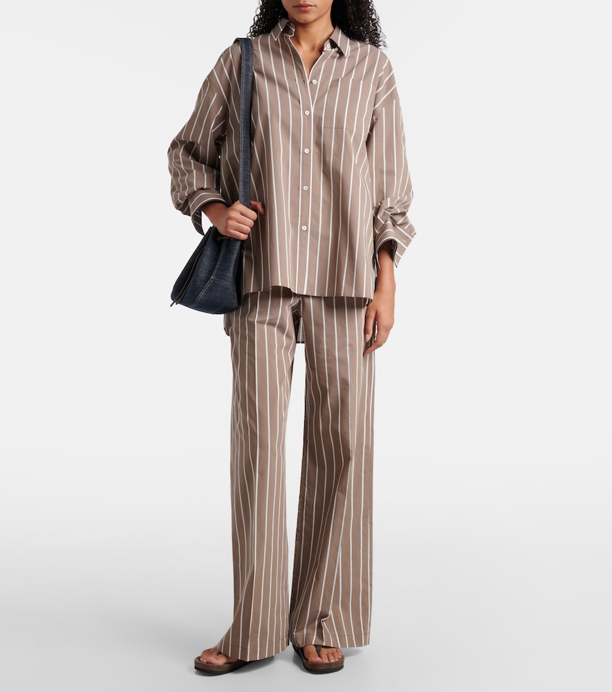 Brunello Cucinelli Striped cotton-blend wide-leg pants