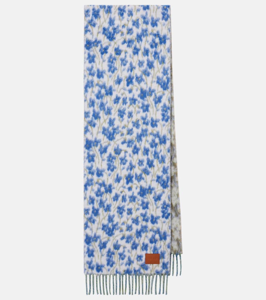 Floral wool-blend scarf