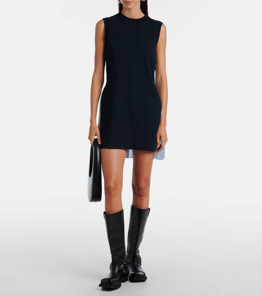 Sacai Cotton Jersey Minidress In Blue