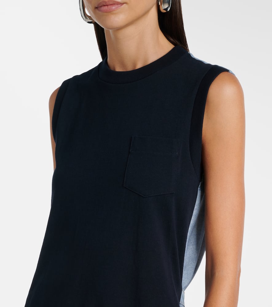 Sacai Cotton Jersey Minidress In Blue
