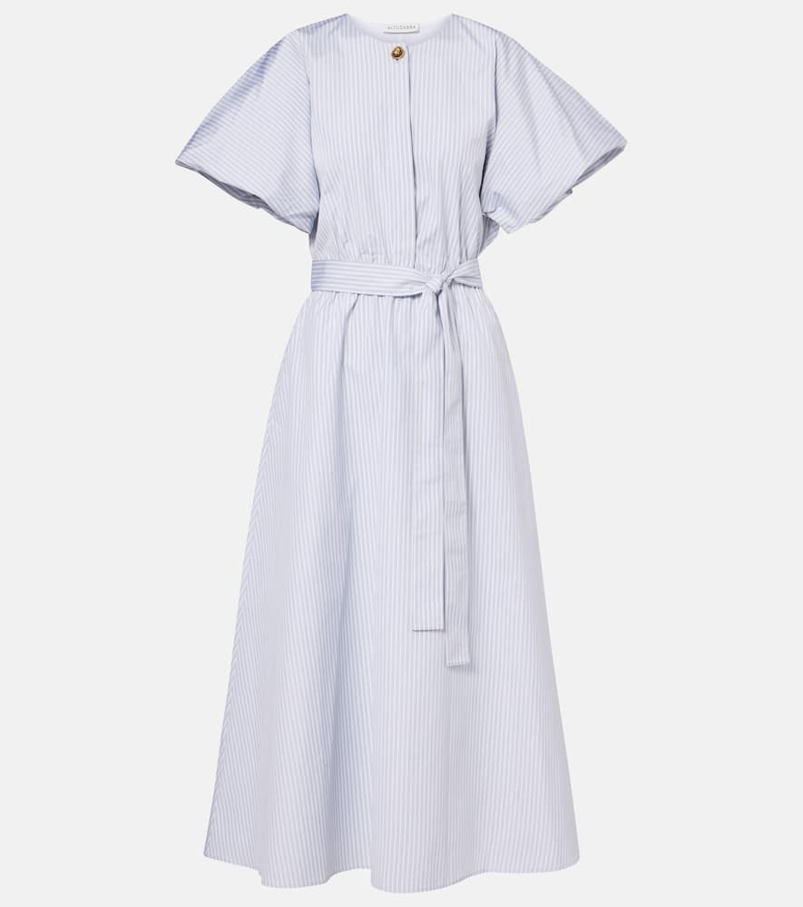 Altuzarra Paulina Striped Cotton Midi Dress In Gray