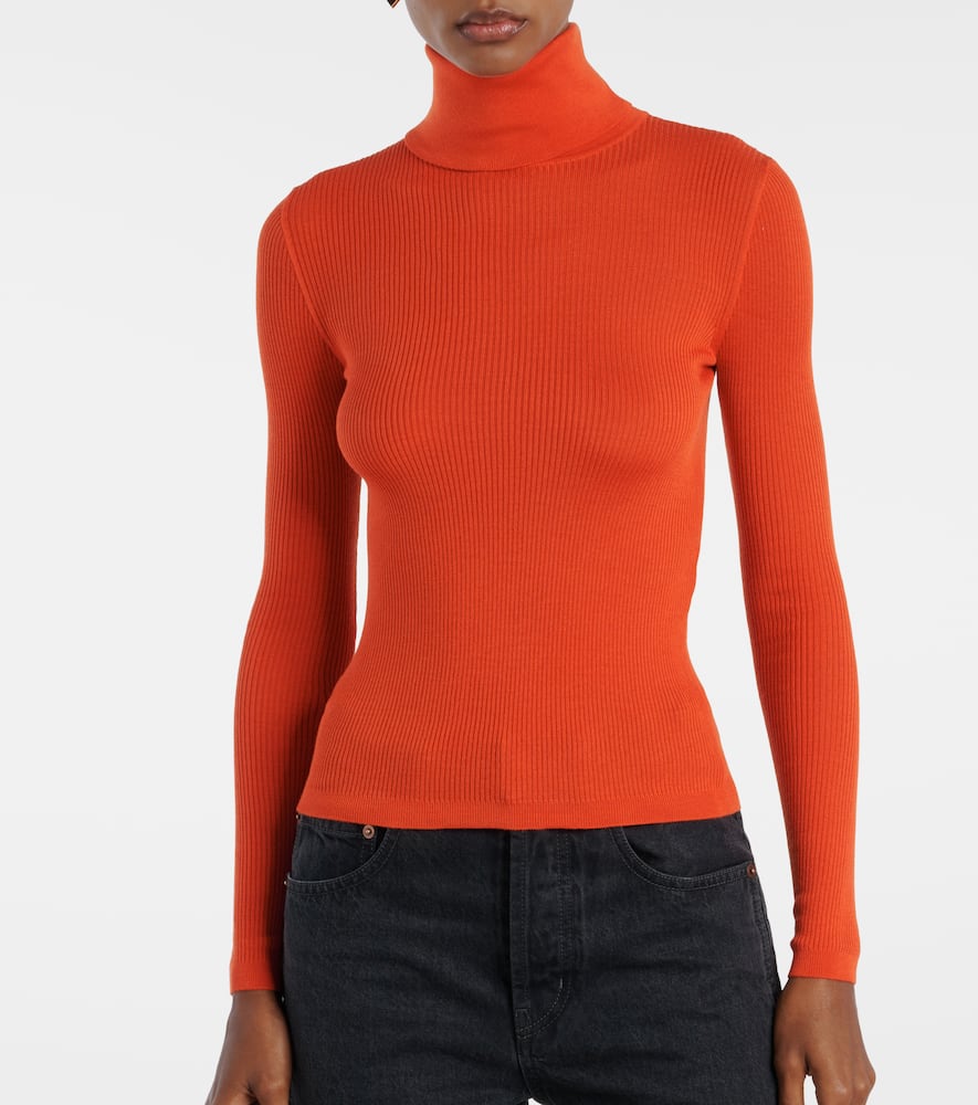 Saint Laurent Wool, Cashmere, And Silk Sweater In Orange