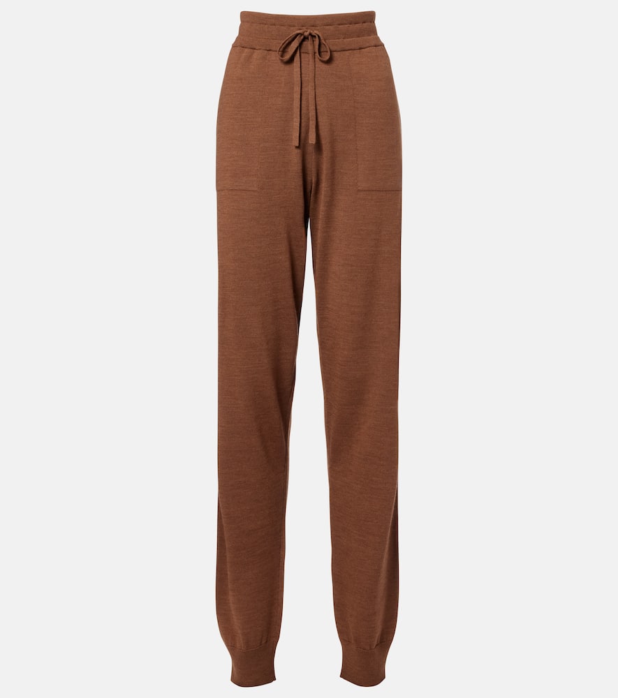 Tod's Knitted Virgin Wool Straight-leg Pants In Brown