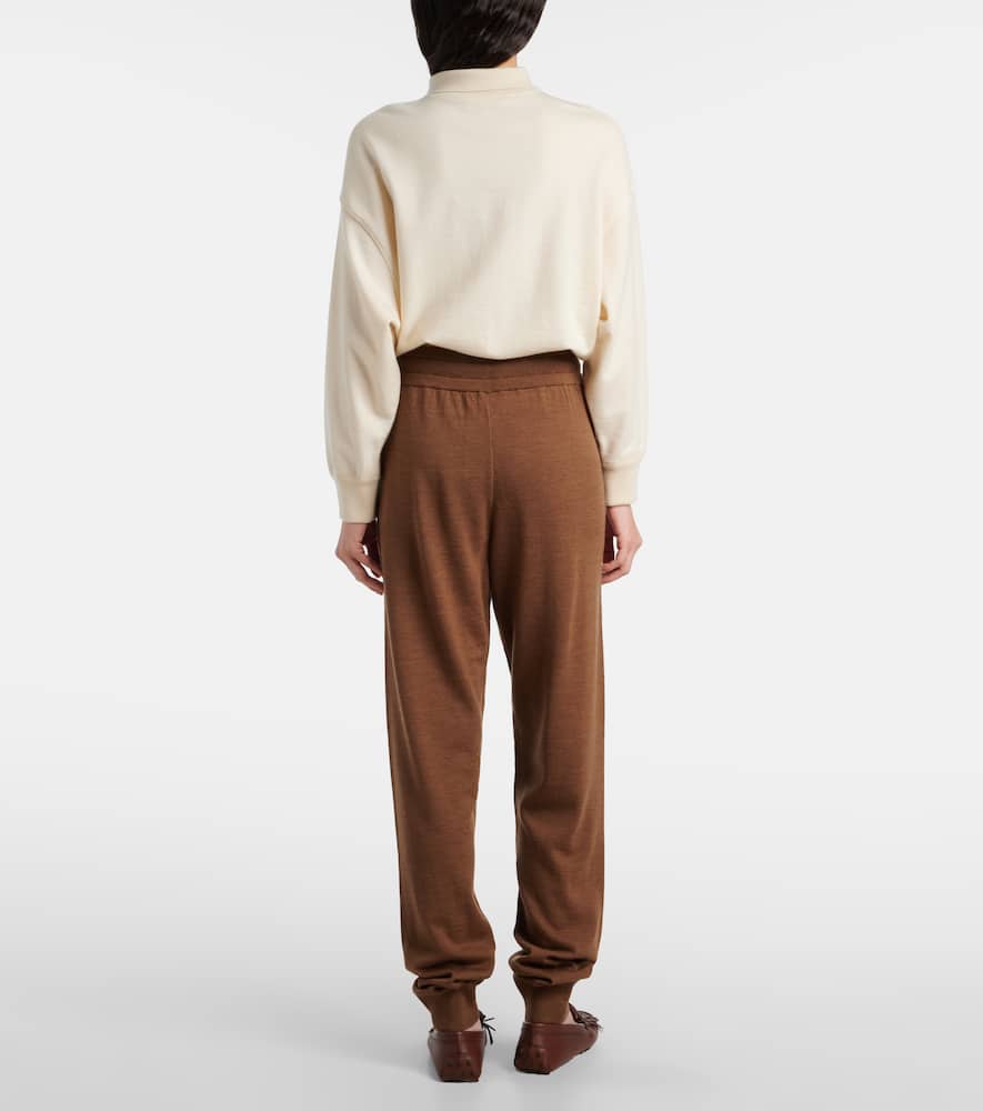 Tod's Knitted Virgin Wool Straight-leg Pants In Brown