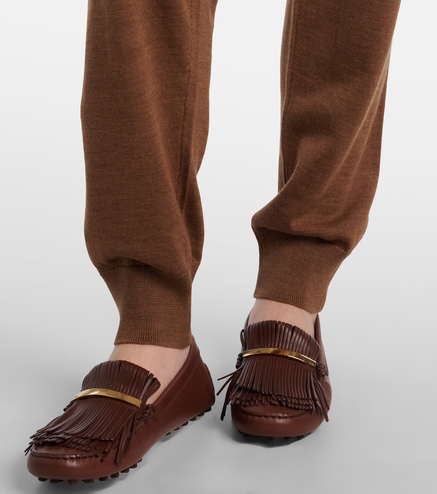 Tod's Knitted Virgin Wool Straight-leg Pants In Brown