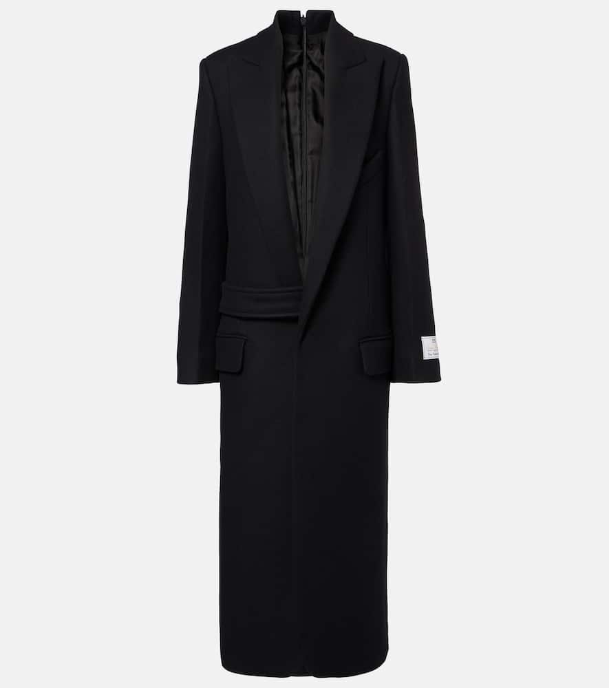 Victoria Beckham Womens Black Tailored Double-belted Wool-blend Coat In Black