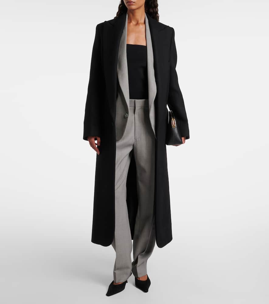 Victoria Beckham Womens Black Tailored Double-belted Wool-blend Coat In Black