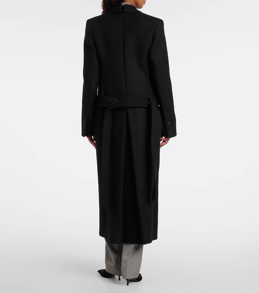 Victoria Beckham Womens Black Tailored Double-belted Wool-blend Coat In Black