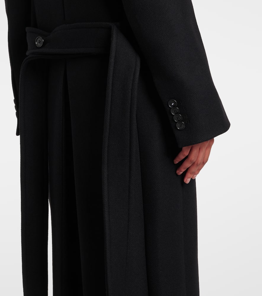 Victoria Beckham Womens Black Tailored Double-belted Wool-blend Coat In Black