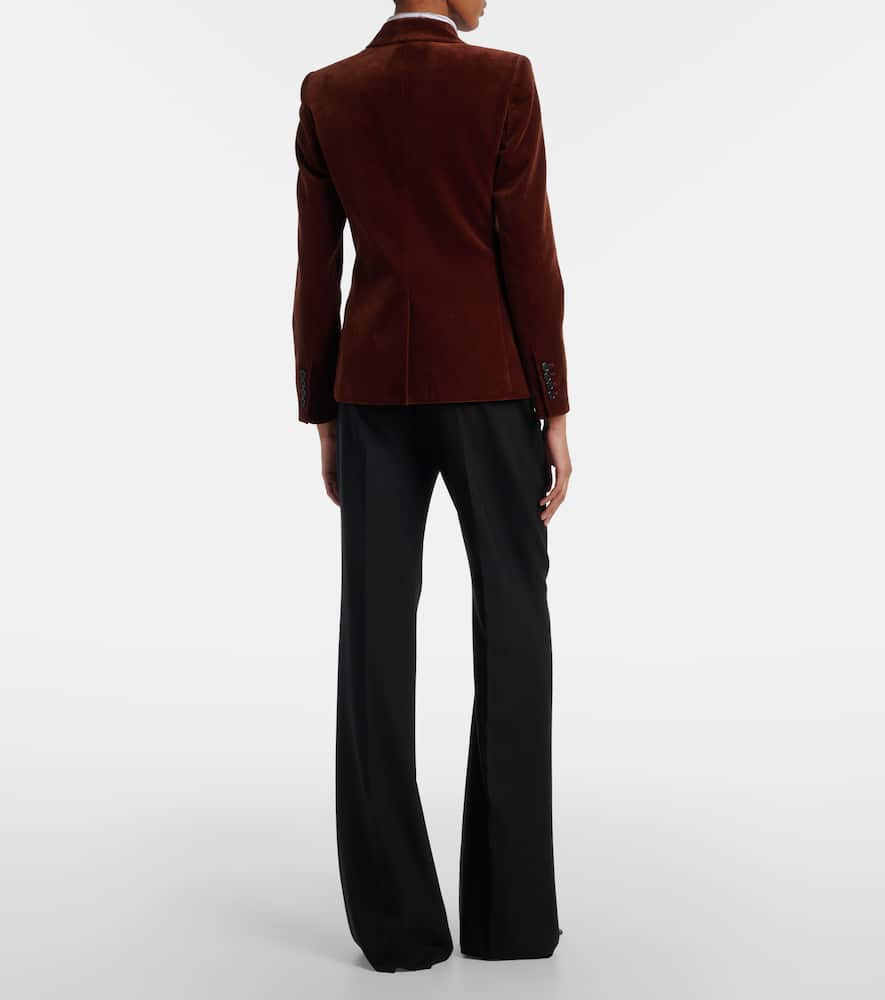 Nili Lotan Veda Double-breasted Velvet Blazer In Brown