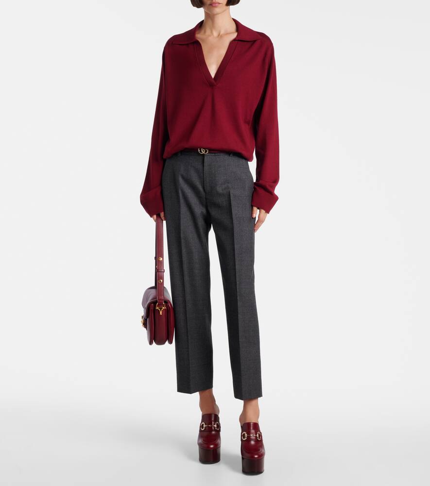 Gucci Polohemd Aus Ultrafeiner Wolle In Burgundy