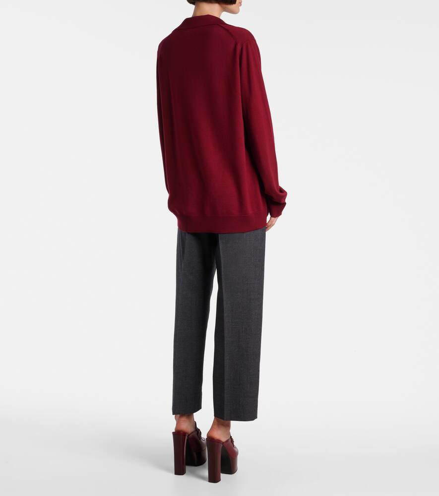Gucci Polohemd Aus Ultrafeiner Wolle In Burgundy