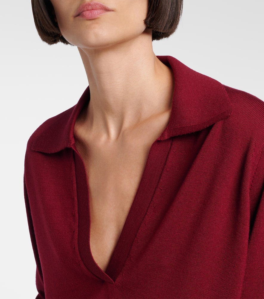 Gucci Polohemd Aus Ultrafeiner Wolle In Burgundy