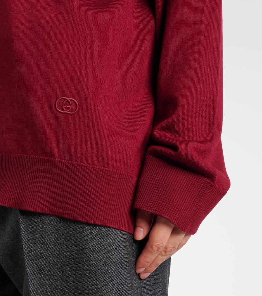 Gucci Polohemd Aus Ultrafeiner Wolle In Burgundy